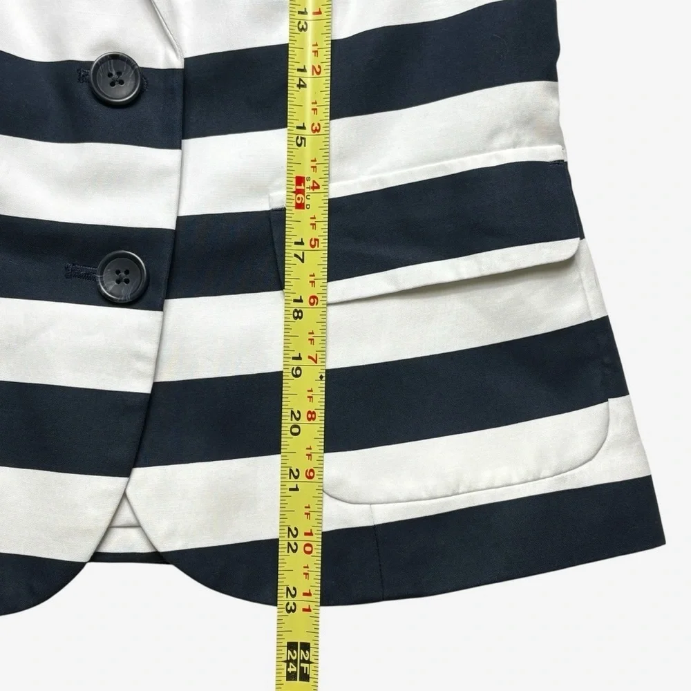 Banana Republic Striped Blazer 4 Navy White 3/4 Sleeve Nautical Preppy Career - Picture 9 of 12
